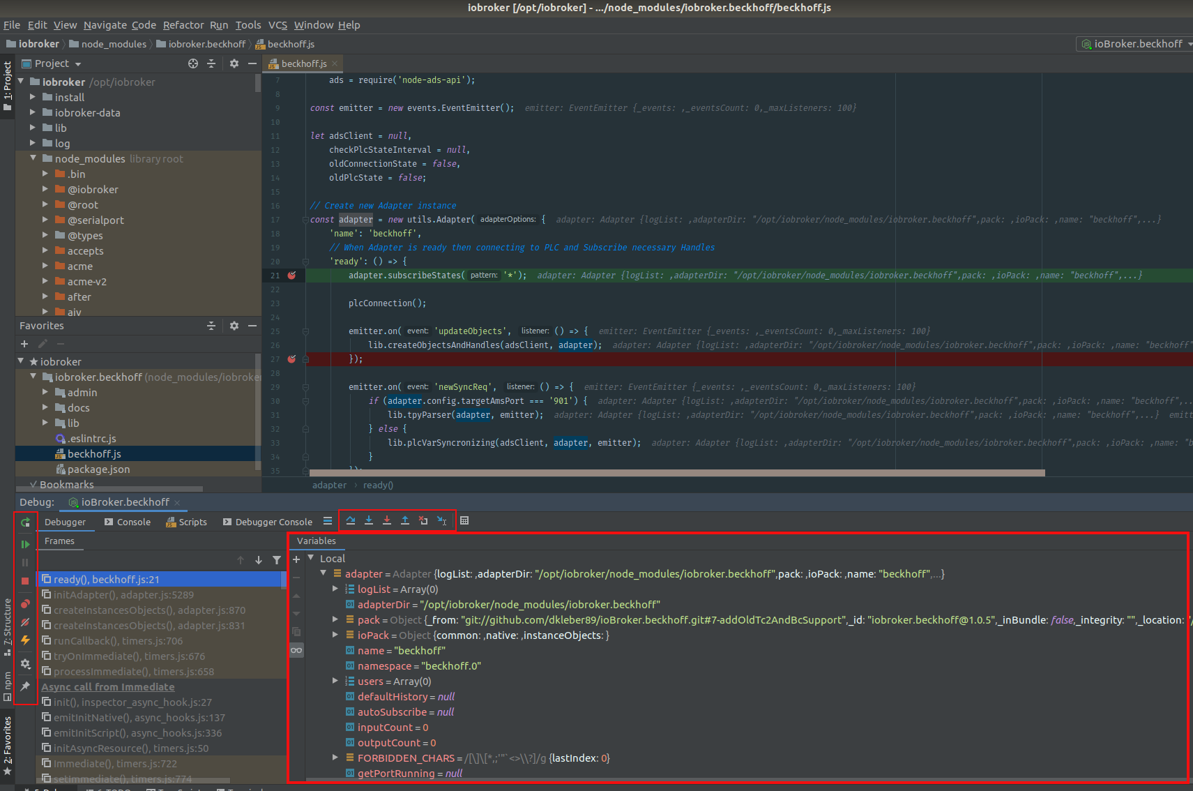Debugging Steuerung