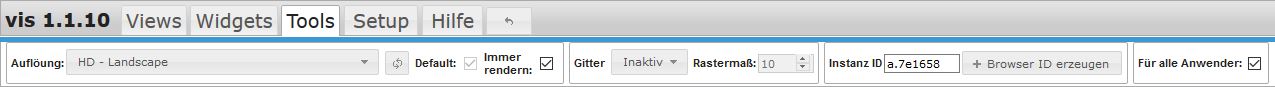 Toolbar of the Tools tab