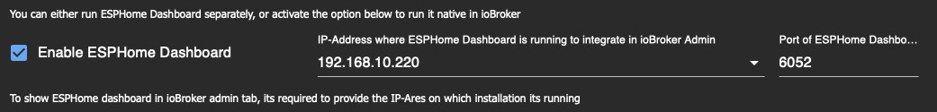 ESPHome Dashboard IP Configuration