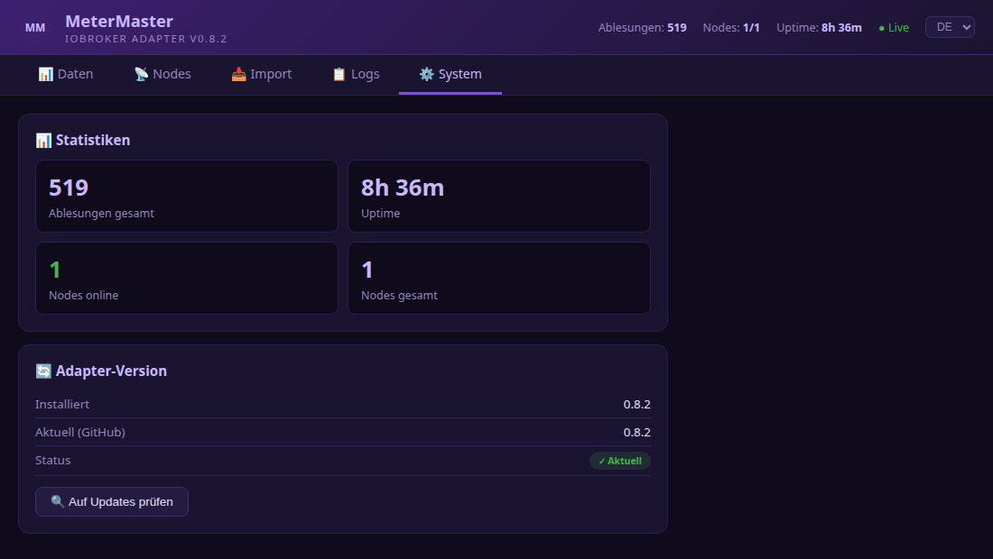 System tab