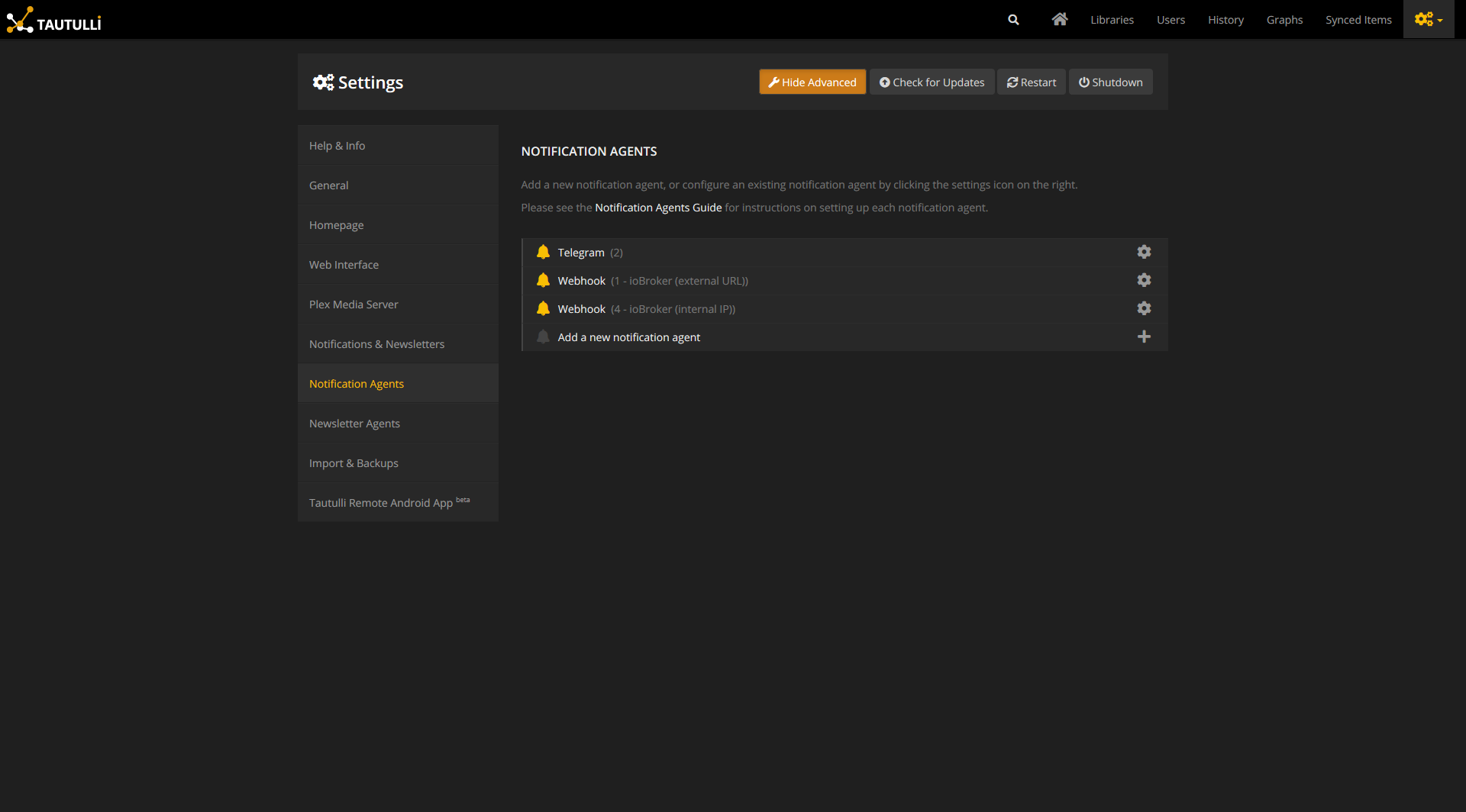 Tautulli Settings