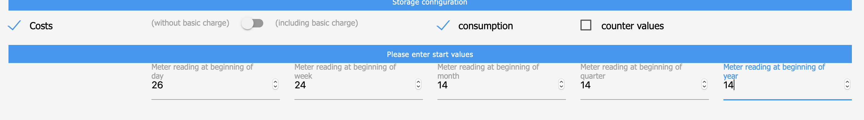 Period start values