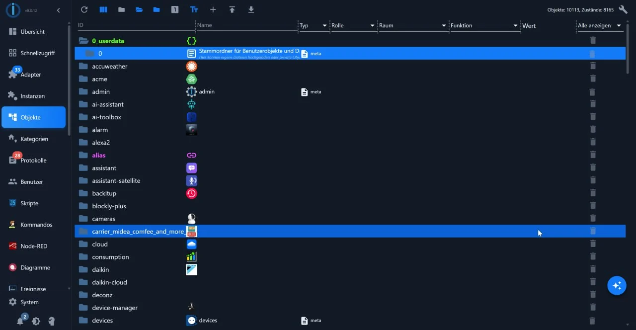The admin with the floating assistant button in the bottom right
