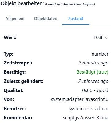 Die Zustandsdaten eines Datenpunkts im Objekt-Editor