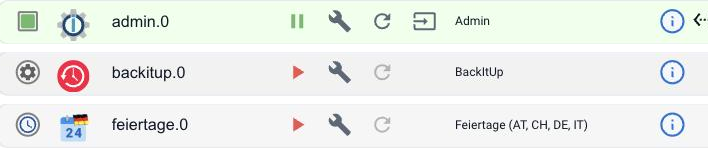 Drei Instanzzeilen mit unterschiedlichem Zustand
